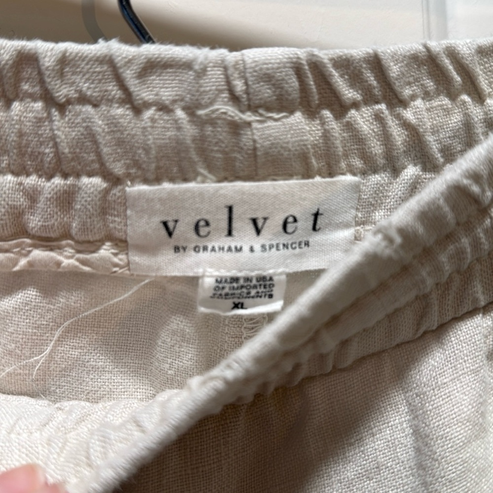 Velvet by Graham and Spencer‎ Linen Pants Cream Drawstring Women's XL - Picture 6 of 9